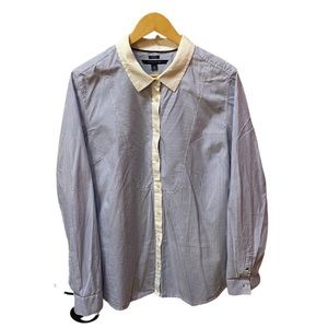 Tommy Hilfiger Striped Blue/White Classic Fit Button Down Shirt - Size XXL